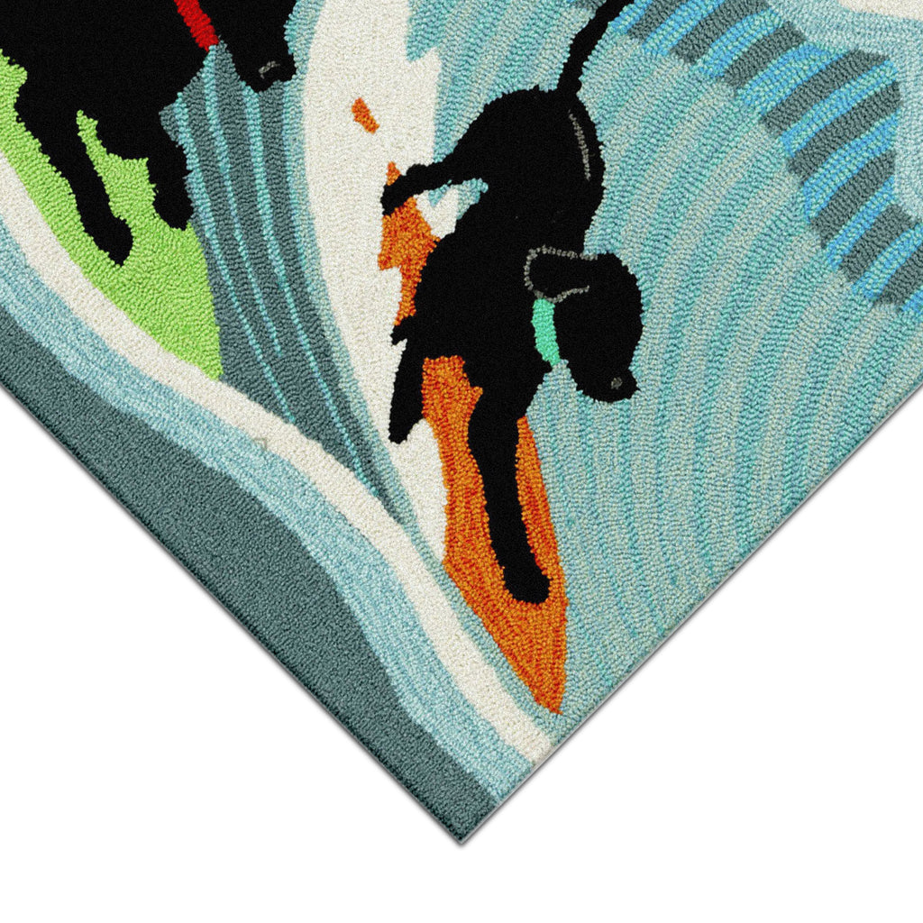 Trans Ocean Frontporch Surfing Dogs Area Rug