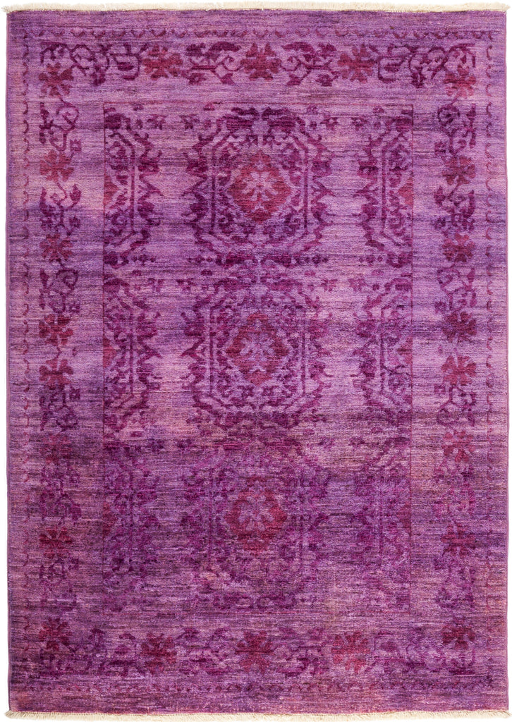 Vibrance, 4x6 Purple Wool Area Rug - 4' 0" x 5' 7"