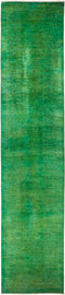 Vibrance, Green Wool Runner Rug - 2' 10" x 13' 8"
