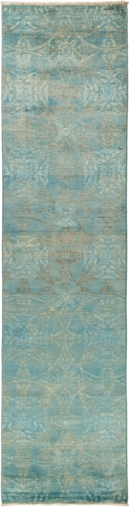 Vibrance, Green Wool Runner Rug - 3' 0" x 12' 0"