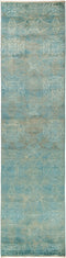 Vibrance, Green Wool Runner Rug - 3' 0" x 12' 0"