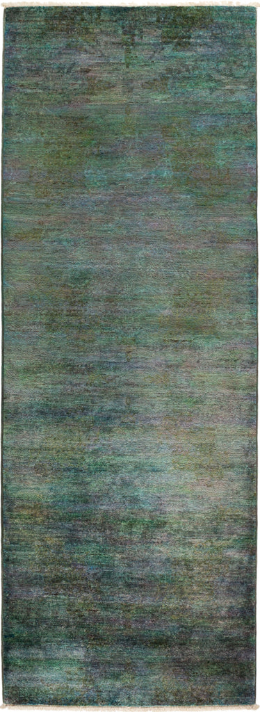 Vibrance, Green Wool Runner Rug - 3' 0" x 8' 4"