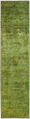 Vibrance, Green Wool Runner Rug - 2' 5" x 9' 9"