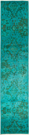 Vibrance, Green Wool Runner Rug - 2' 7" x 11' 2"