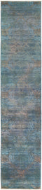 Vibrance, Blue Wool Runner Rug - 2' 7" x 11' 10"