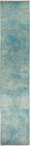 Vibrance, Blue Wool Runner Rug - 2' 7" x 13' 5"