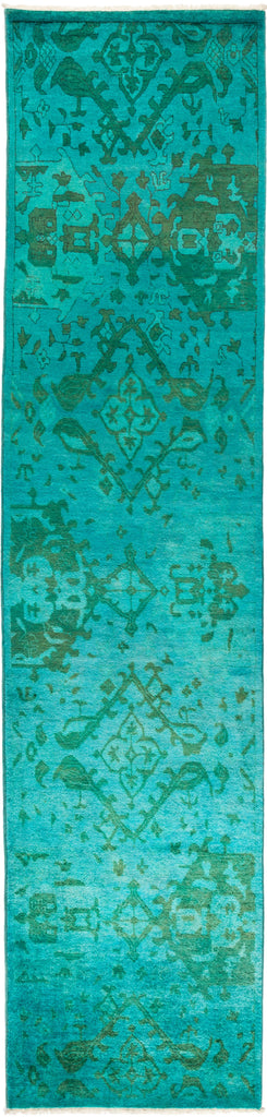 Vibrance, Green Wool Runner Rug - 2' 8" x 11' 3"
