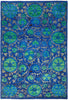 Suzani, 5x8 Blue Wool Area Rug - 5' 4" x 7' 8"