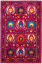 Suzani, 4x6 Purple Wool Area Rug - 4' 2" x 6' 5"
