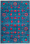 Suzani, 4x6 Blue Wool Area Rug - 4' 3" x 6' 0"