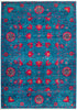 Suzani, 4x6 Blue Wool Area Rug - 4' 3" x 6' 0"