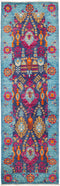 Suzani, Blue Wool Runner Rug - 2' 8" x 8' 4"
