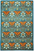 Eclectic, 6x9 Green Wool Area Rug - 6' 1" x 9' 3"