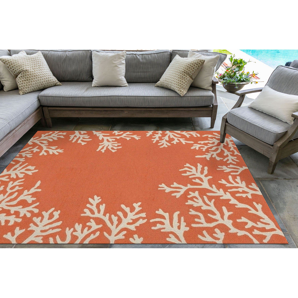 Trans Ocean Capri Coral Border Area Rug