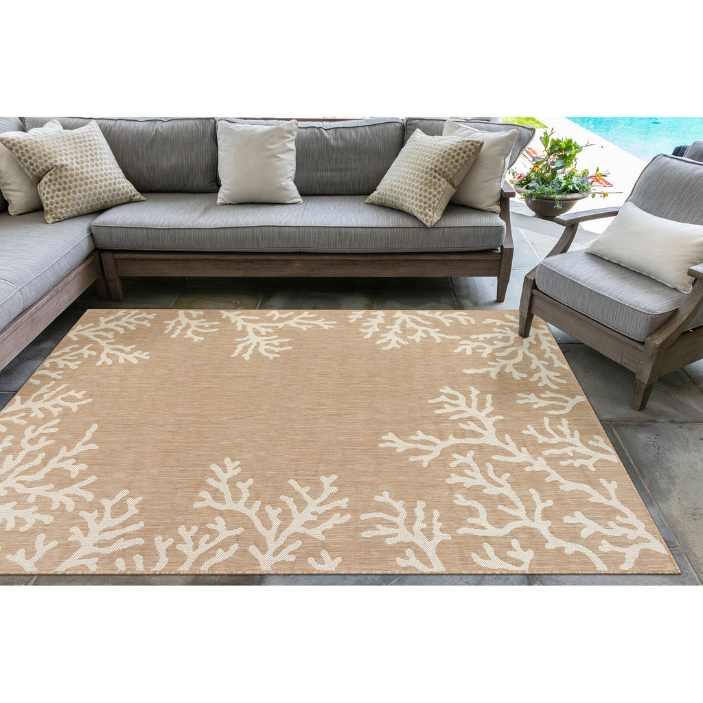 Trans Ocean Carmel Coral Border Area Rug