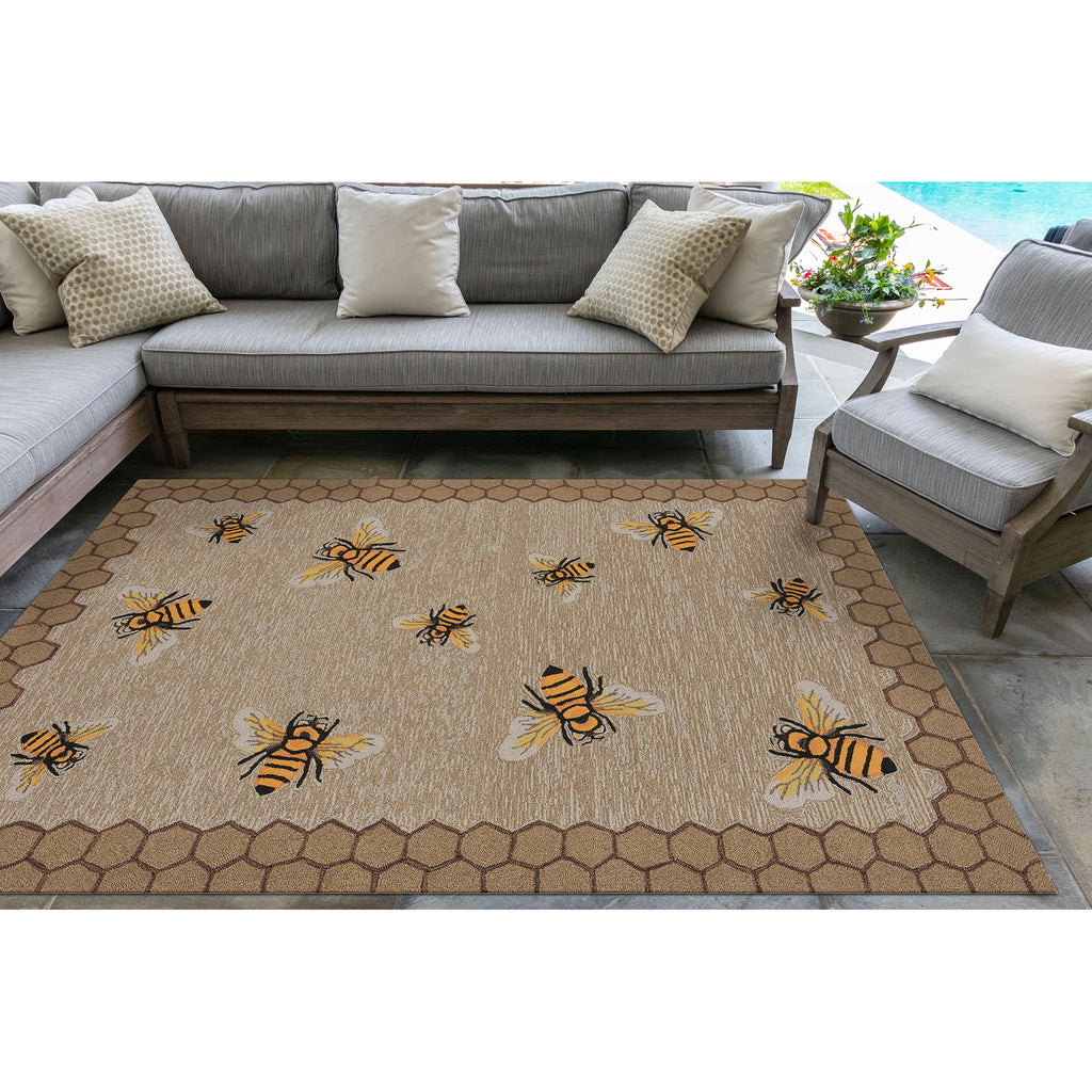 Trans Ocean Frontporch Honeycomb Bee Area Rug