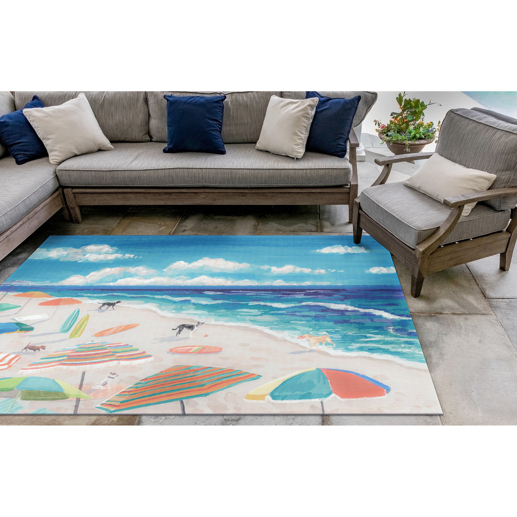 Trans Ocean Illusions Dog Beach Area Rug