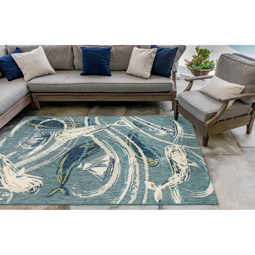 Trans Ocean Portofino Whale Tale Area Rug