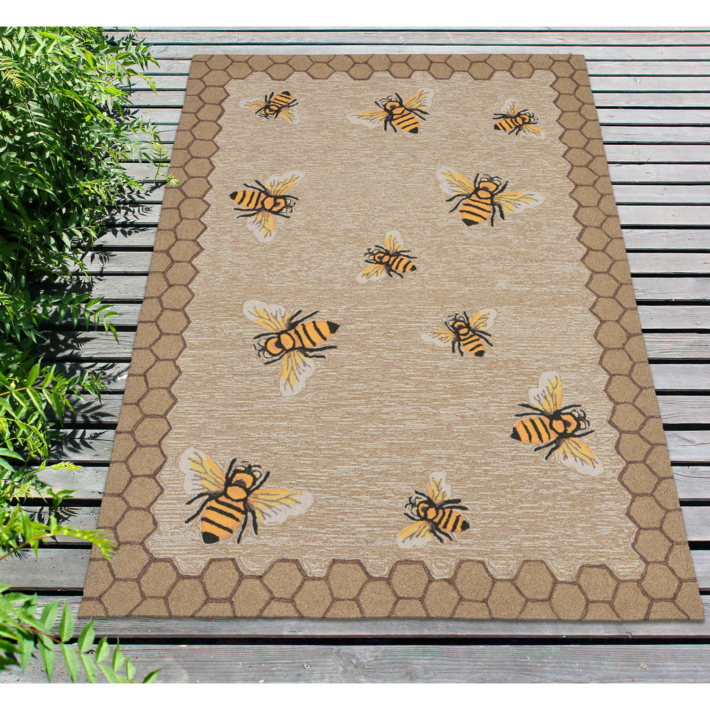 Trans Ocean Frontporch Honeycomb Bee Area Rug