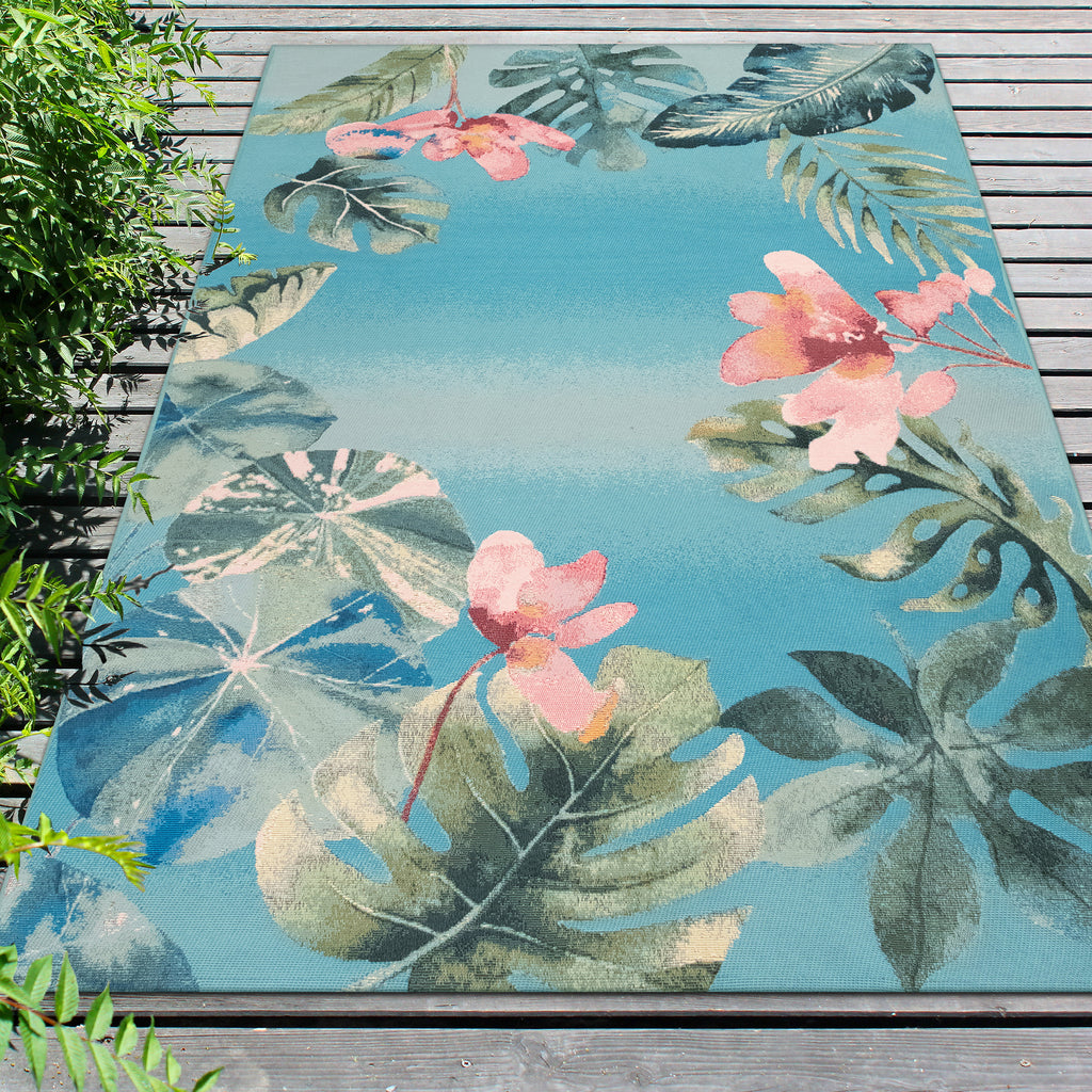 Trans Ocean Marina Tropical Border Area Rug