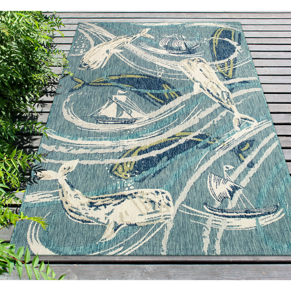 Trans Ocean Portofino Whale Tale Area Rug