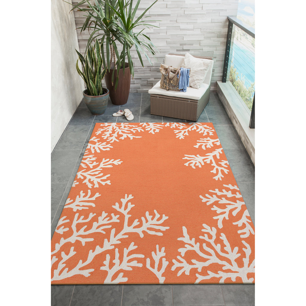 Trans Ocean Capri Coral Border Area Rug