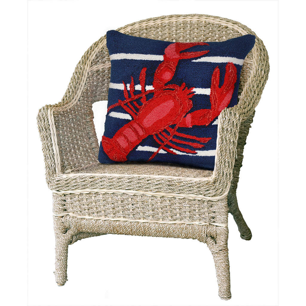 Trans Ocean Frontporch Lobster on Stripes Area Rug