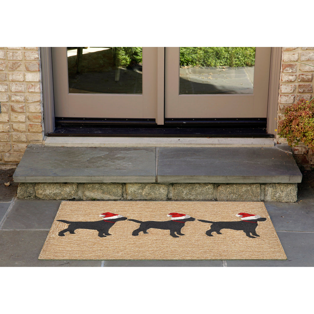 Trans Ocean Frontporch 3 Dogs Christmas Area Rug