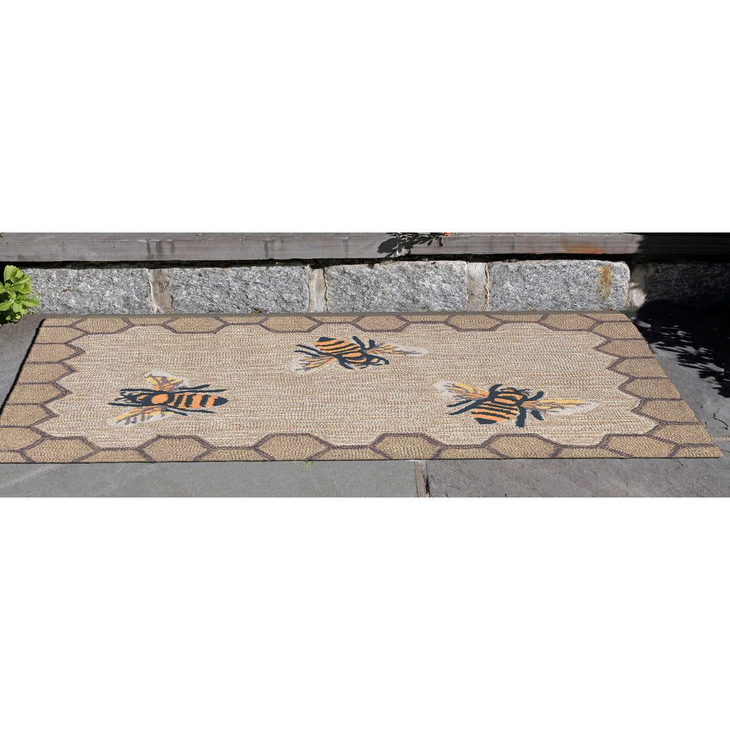Trans Ocean Frontporch Honeycomb Bee Area Rug