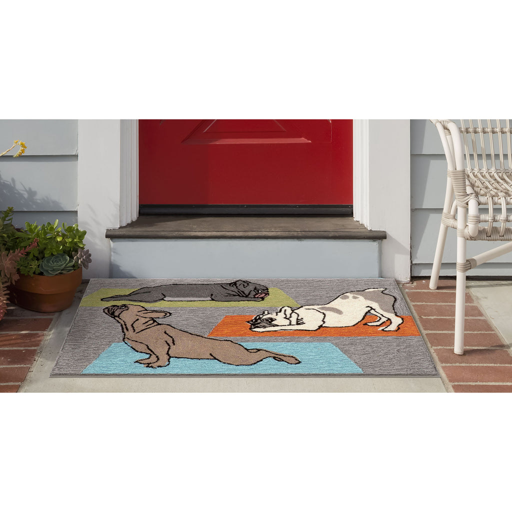 Trans Ocean Frontporch Yoga Dogs Area Rug