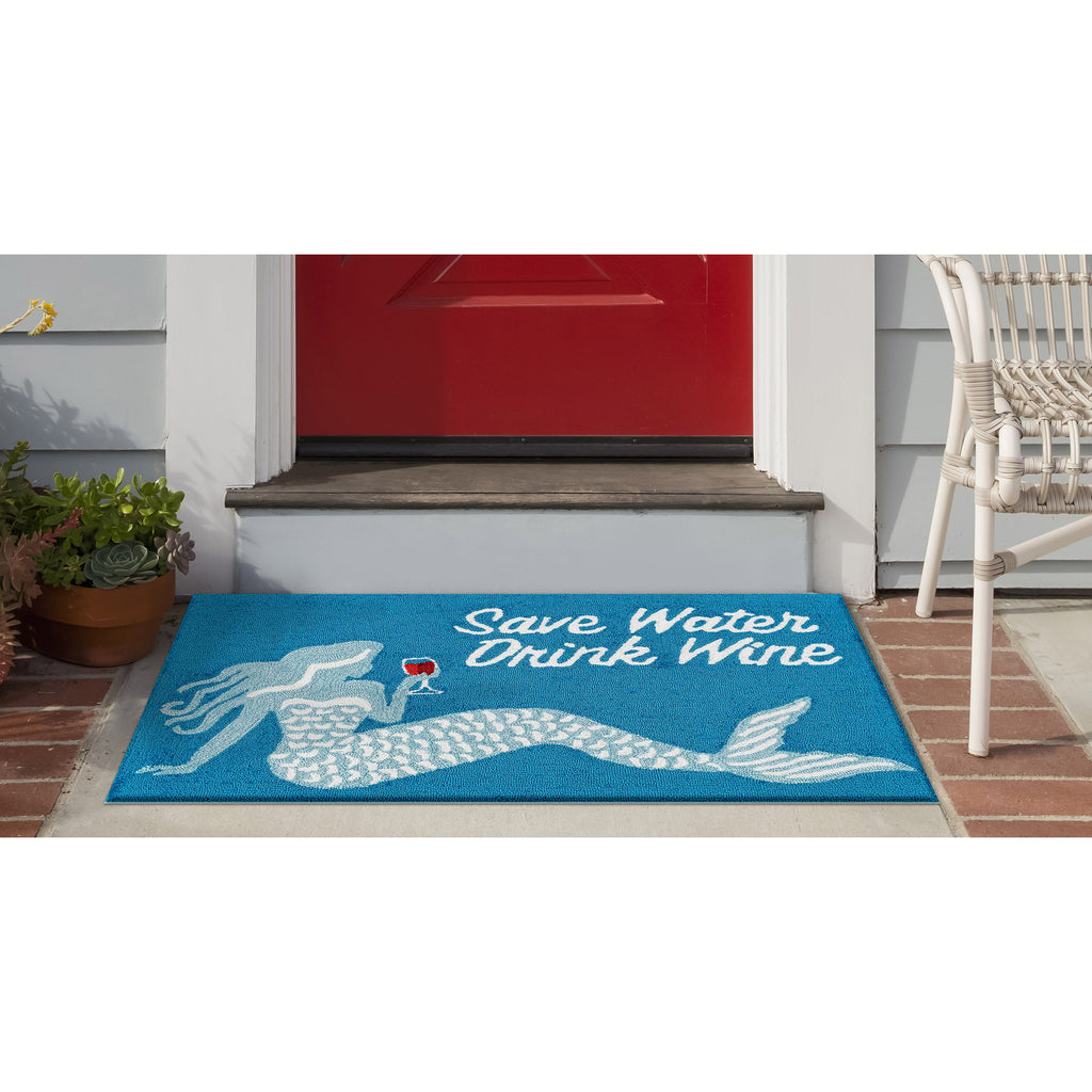 Trans Ocean Frontporch Save Water Drink Wine Area Rug