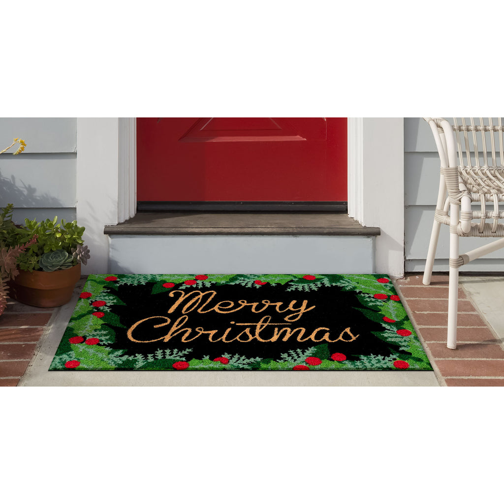 Trans Ocean Natura Merry Christmas Holly Area Rug