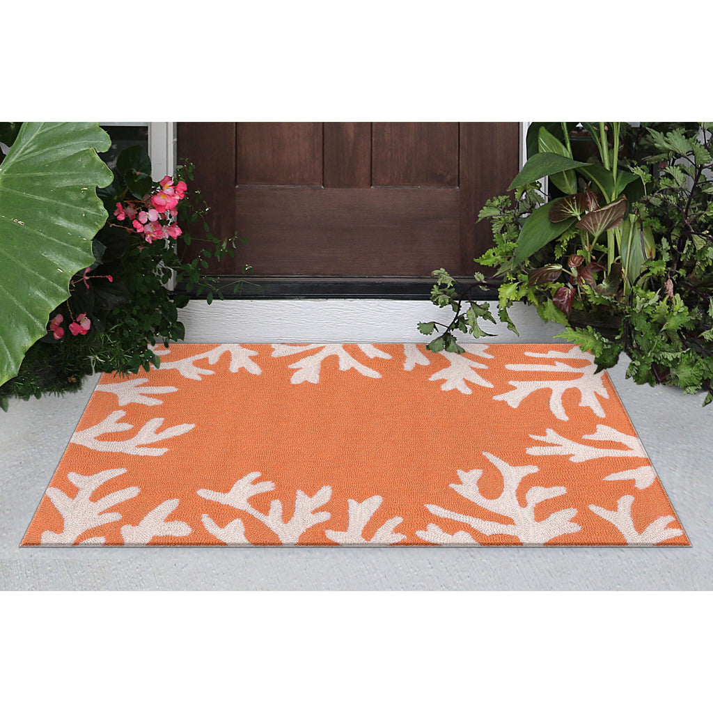Trans Ocean Capri Coral Border Area Rug