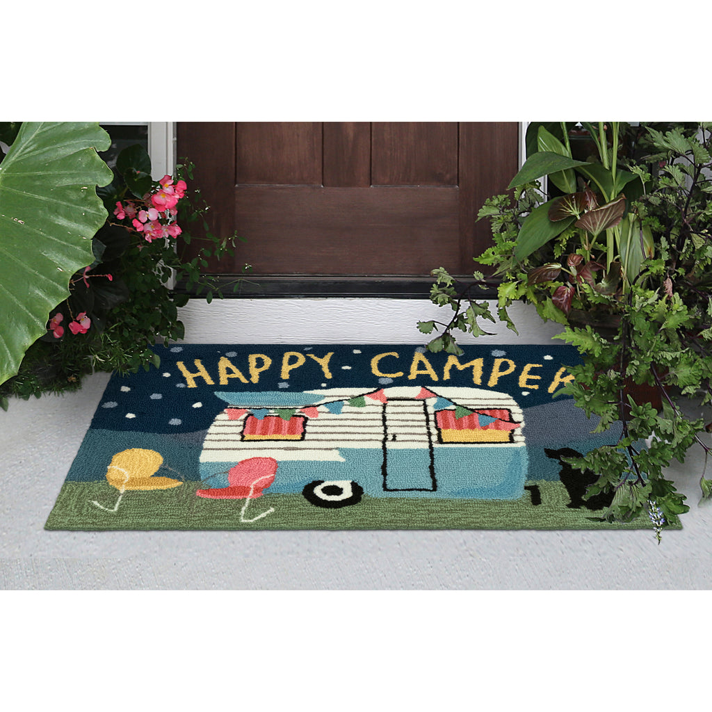 Trans Ocean Frontporch Happy Camper Area Rug