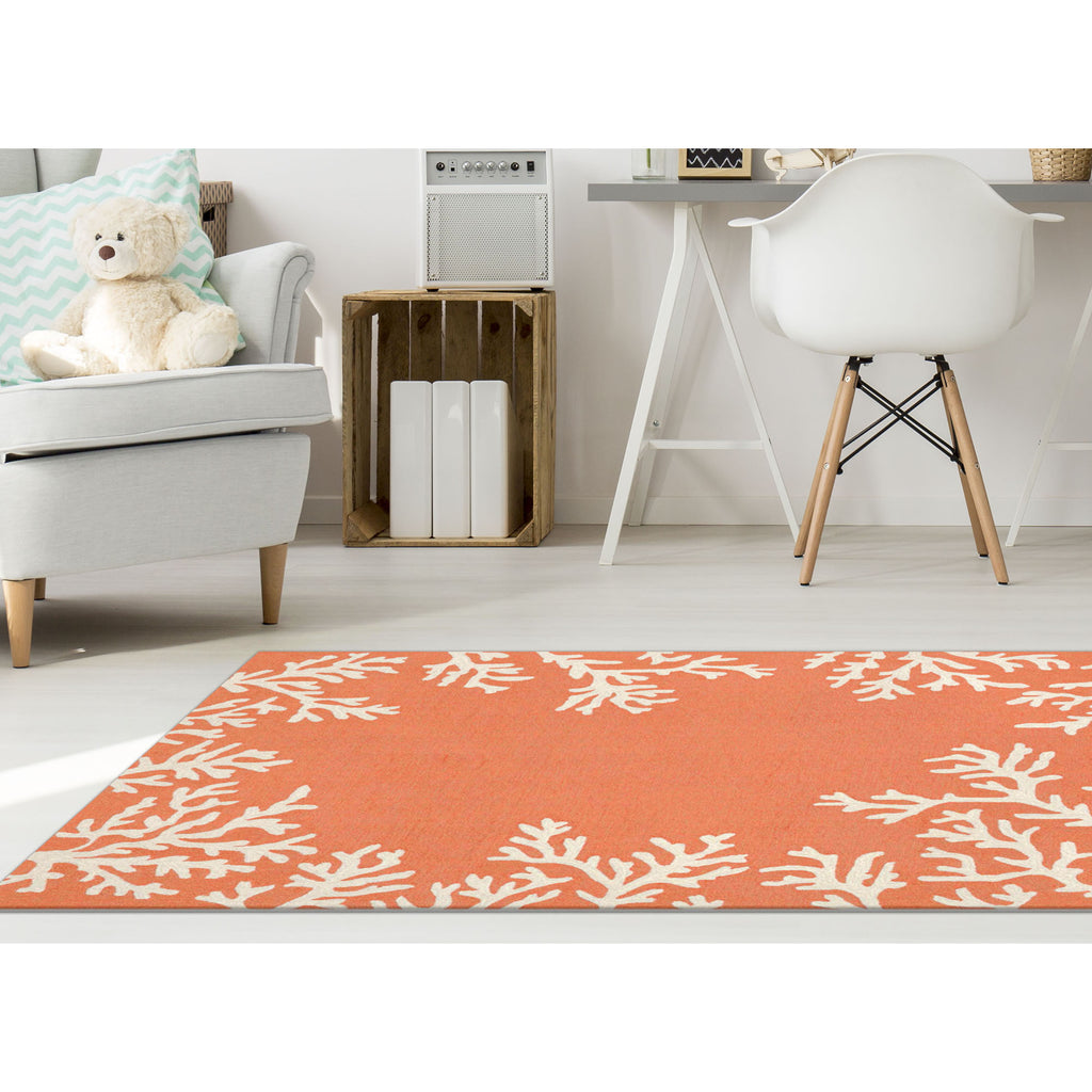Trans Ocean Capri Coral Border Area Rug