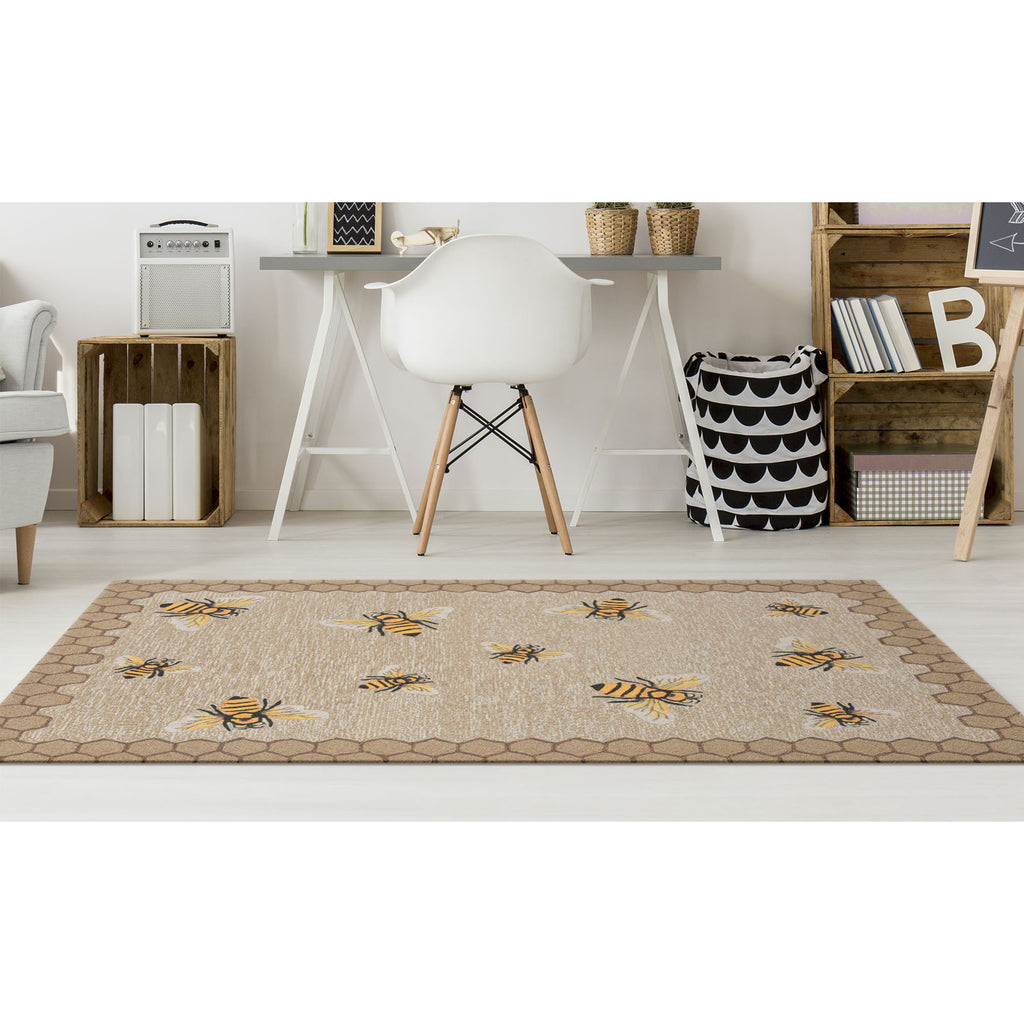 Trans Ocean Frontporch Honeycomb Bee Area Rug