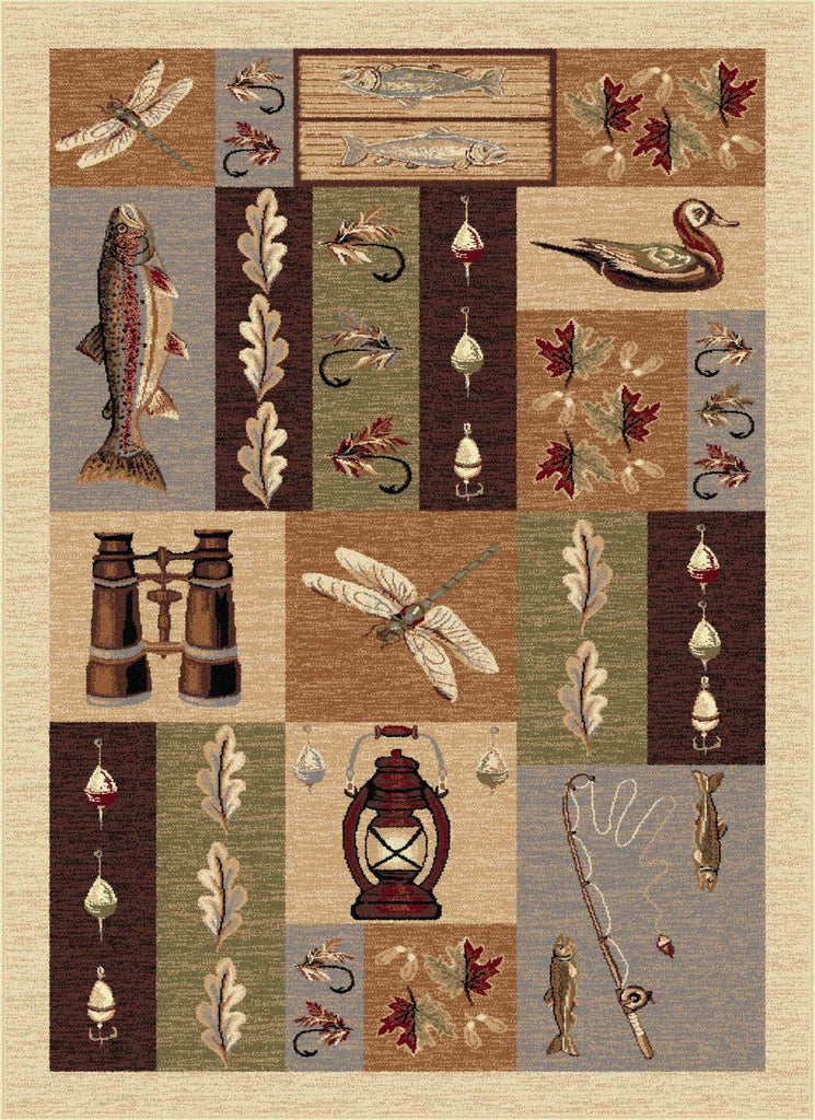 Tayse Nature Fly Fishing Area Rug