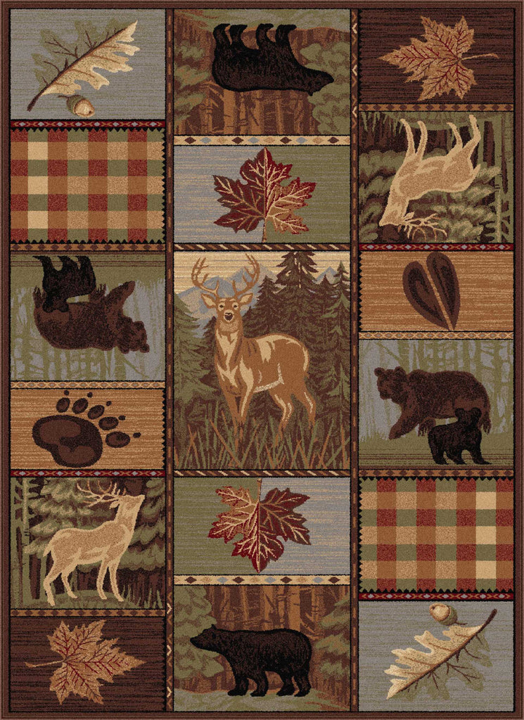 Tayse Nature Colorblock Wildlife Area Rug
