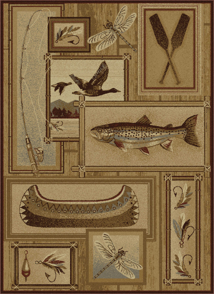 Tayse Nature Trout Fishing Area Rug