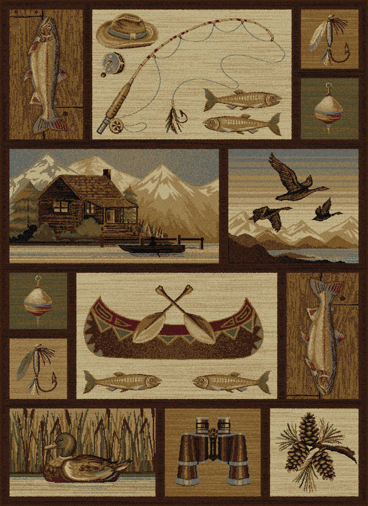 Tayse Nature Cabin Getaway Area Rug