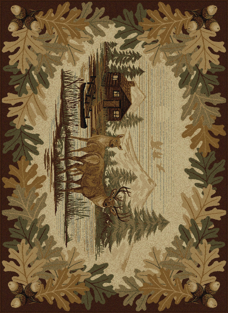 Tayse Nature Oak Deer Area Rug