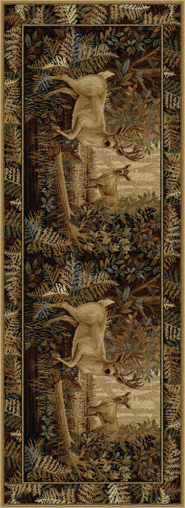 Tayse Nature Fern Deer Area Rug