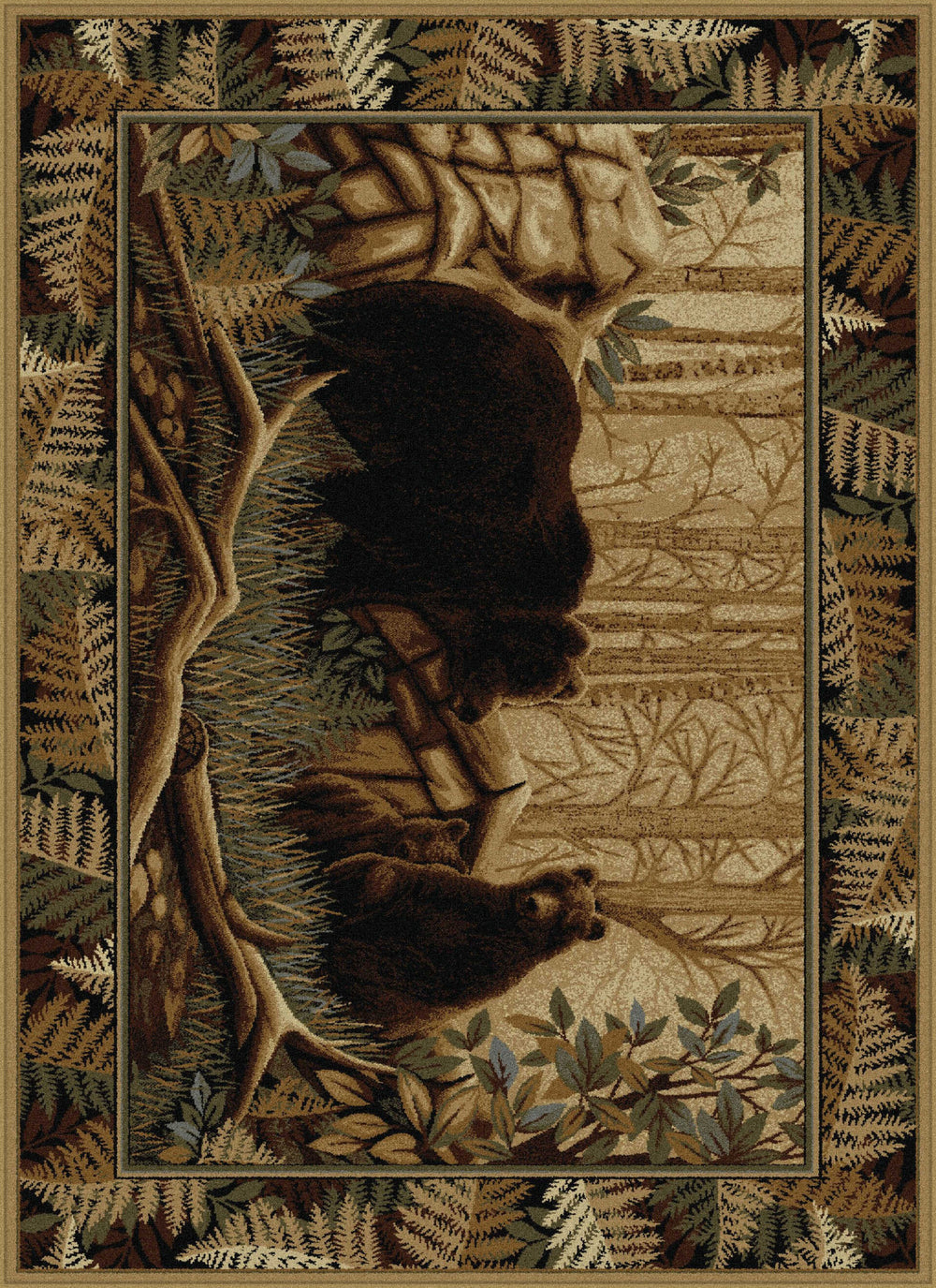 Tayse Nature Fern Bear Area Rug