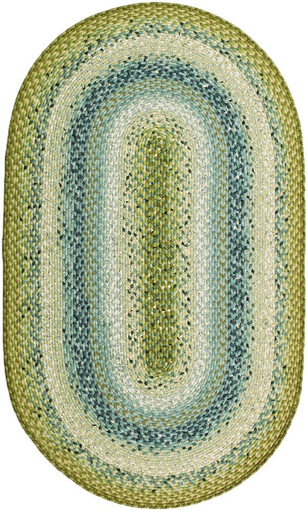 Homespice Cotton Braided Rug Blue Oval 2x3 ft Cotton Carpet 129836